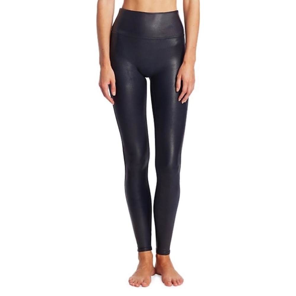 Spanx Faux Leather Leggings in Color Midnight Blue - Picture 1 of 5